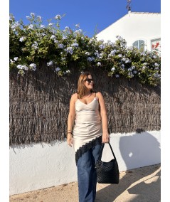 Vestido Satén Champán