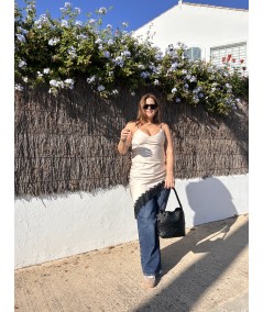 Vestido Satén Champán