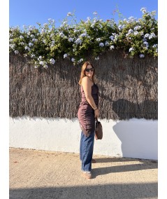Vestido satén Marrón