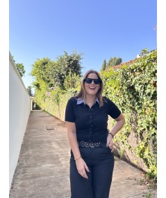 Camiseta cuello Vichy Outlet