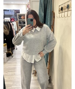 Sudadera con camisa gris